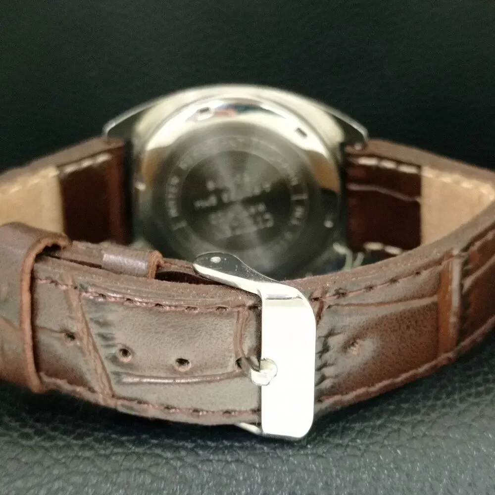 Vintage 1986 Citizen Manual Wound Mens Silver Watch W/Date & Gold accents